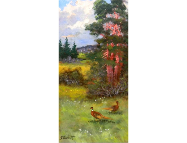 Картина маслом Два фазана на лугу Bertil Widbrant, AM1162