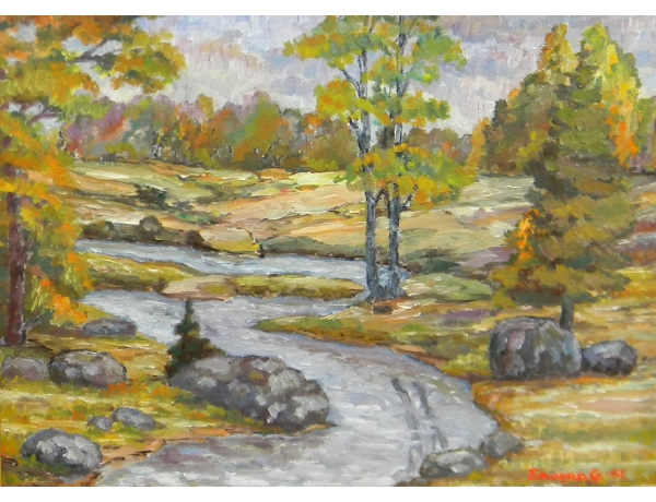 Картина маслом Ручей в лесу Edward G 1951, AM1333